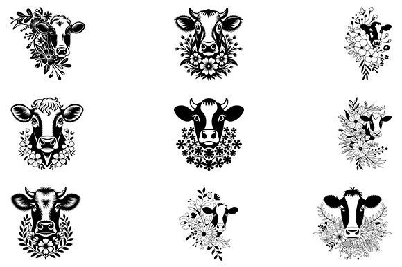Cow with Flowers Svg Bundle Review