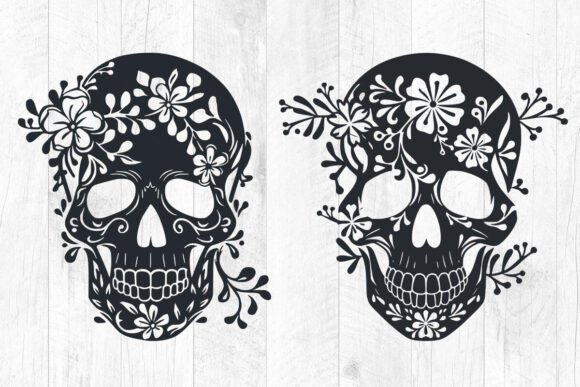 Floral Skull Svg , Skull with Flowers