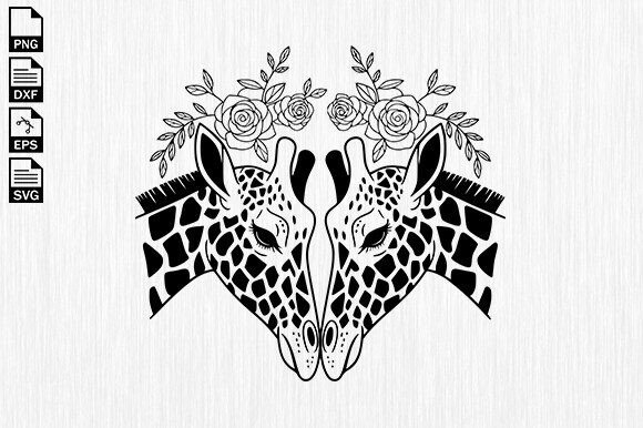 Giraffe with Flowers Svg,Giraffe Clipart